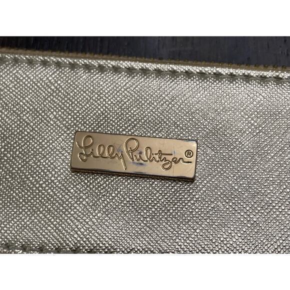 Lilly Pulitzer Gold Clear Makeup Travel Pouch Cosmetic Pencil Case Bag - Picture 4 of 10